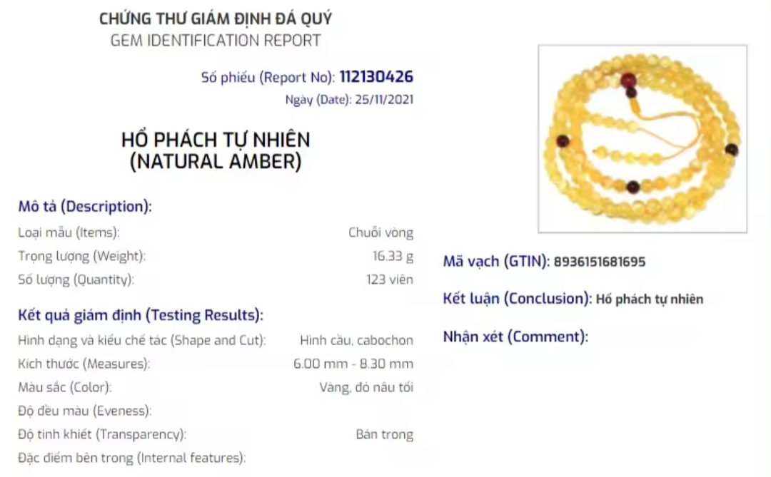 Chuỗi Hổ Phách Vàng Mật Lạp - Ảnh 4