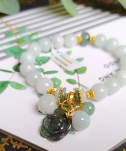 Lắc Tay Cẩm Thạch Hoa Mẫu Đơn