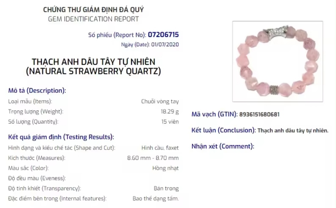 Lắc Tay Thạch Anh Dâu Cắt Giác - Ảnh 4