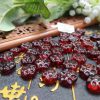 2 Hạt Hổ Phách Chạm Khắc Hoa